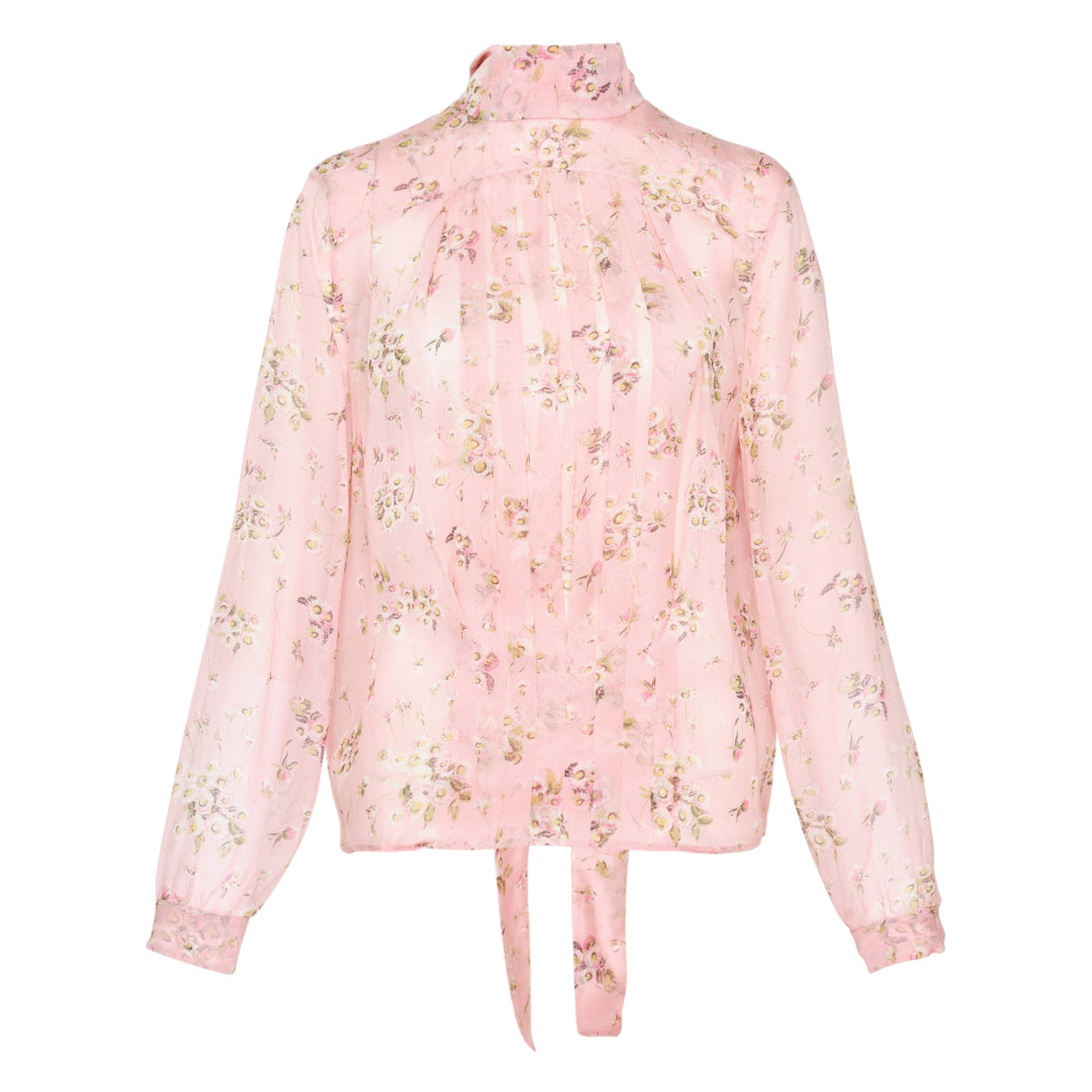 Wide Pleats Floral Woven Blouse