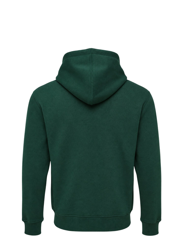 AMI Alexandre Mattiussi forest green zip hoodie with embroidered Ami de Cœur heart logo on the chest, full-length silver zip, kangaroo pocket, and adjustable tonal drawstring hood - view 2