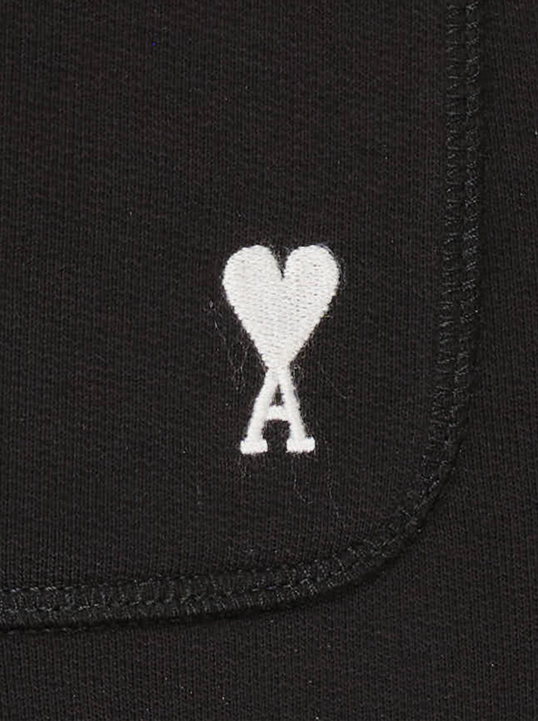 AMI Contrast Wide Leg Sweatpants in black with elasticated drawstring waistband and wide straight-cut silhouette, shown flat against a white background - view 3