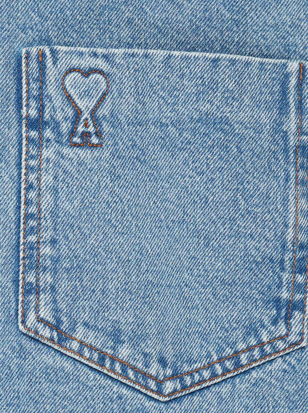 AMI Paris Ami de Cœur denim overshirt in light blue wash with snap-button placket and heart-over-A logo on chest pocket - view 3