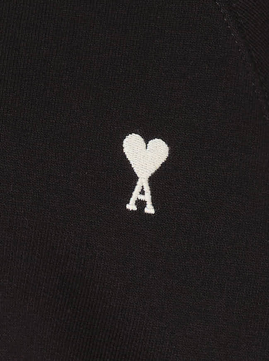 AMI black zip-up sweatshirt with cream funnel collar, ribbed cuffs and embroidered Ami de Coeur logo on the chest - view 4