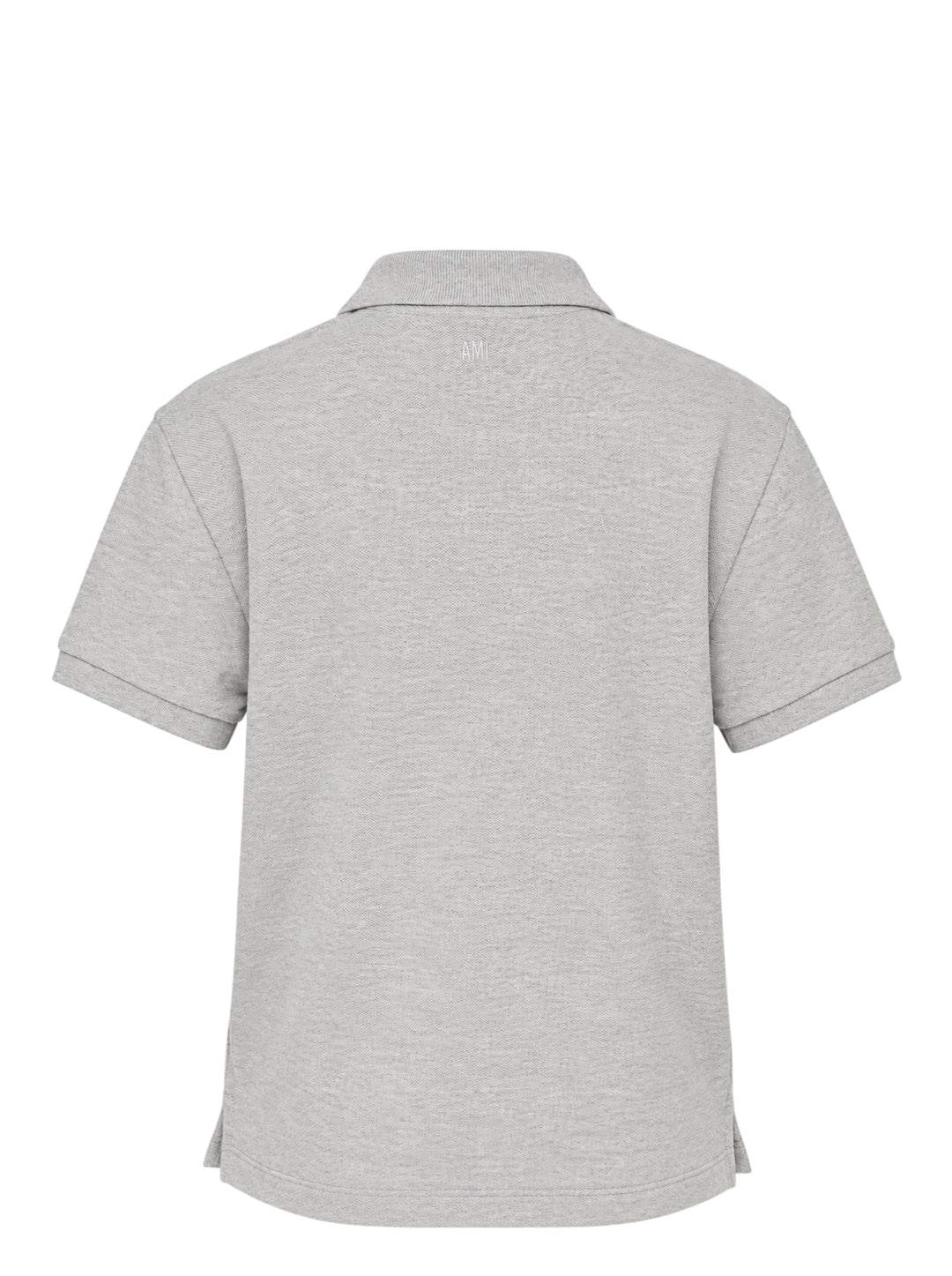 Ami Alexandre Mattiussi heather grey piqué polo shirt with Ami de Cœur embroidered heart-A logo on the chest and two-button placket - view 2