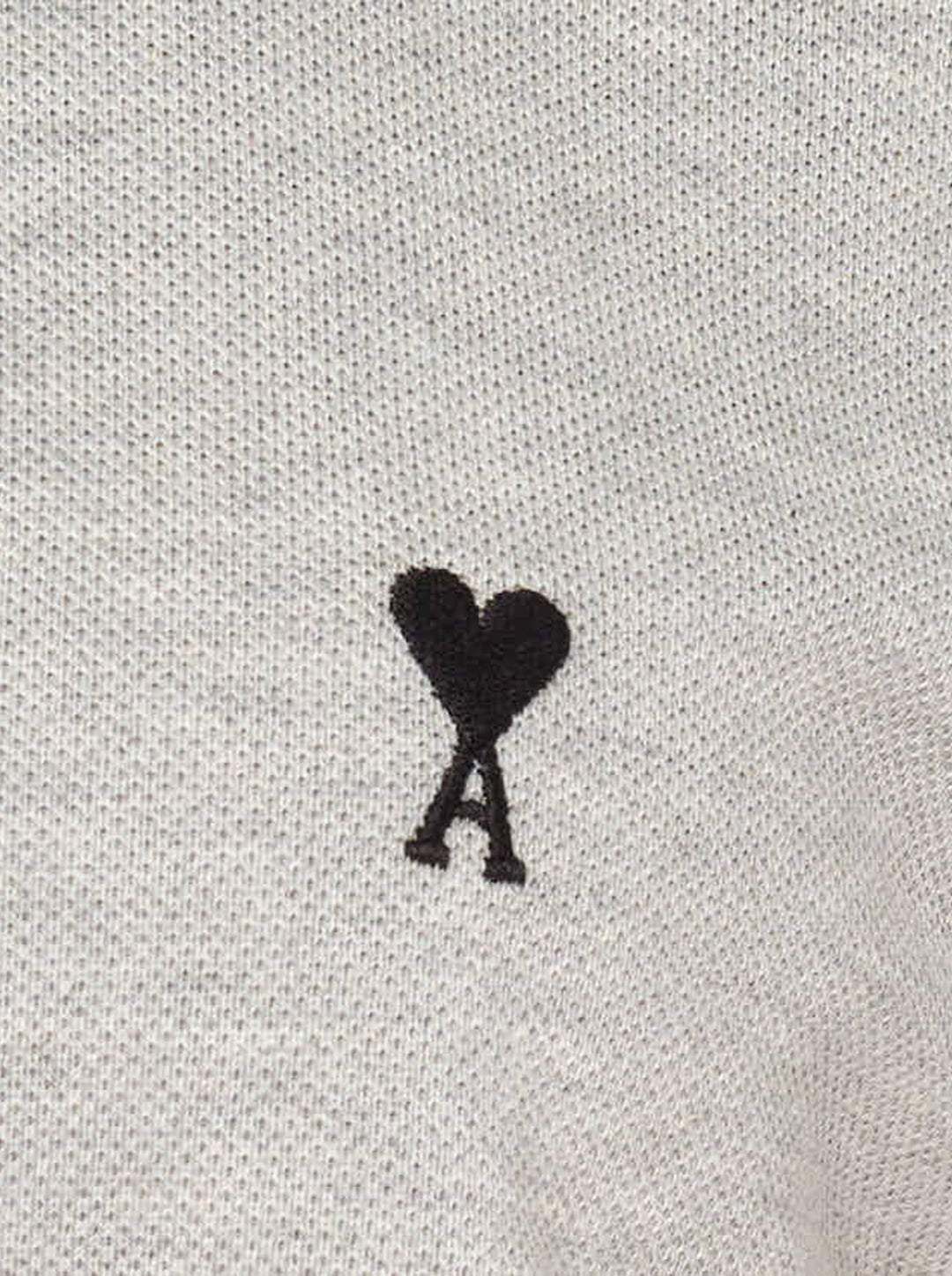 Ami Alexandre Mattiussi heather grey piqué polo shirt with Ami de Cœur embroidered heart-A logo on the chest and two-button placket - view 3