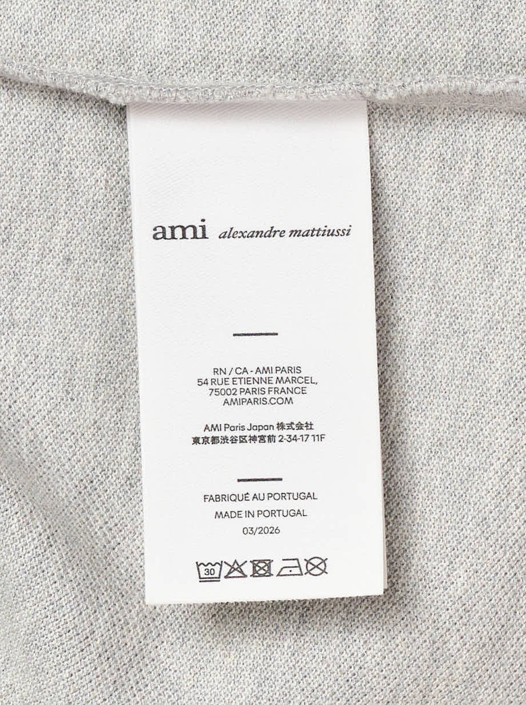 Ami Alexandre Mattiussi heather grey piqué polo shirt with Ami de Cœur embroidered heart-A logo on the chest and two-button placket - view 4