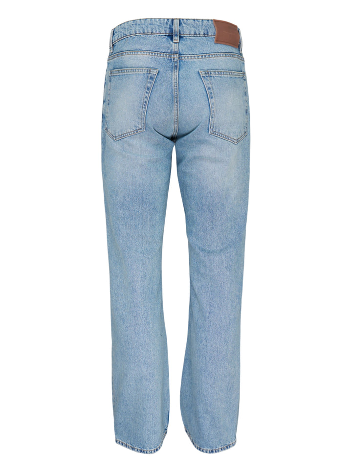 Our Legacy Slate Cut Jeans in light blue stonewash, relaxed straight-leg silhouette with five-pocket construction and vintage-style fading, front view on white background - view 2