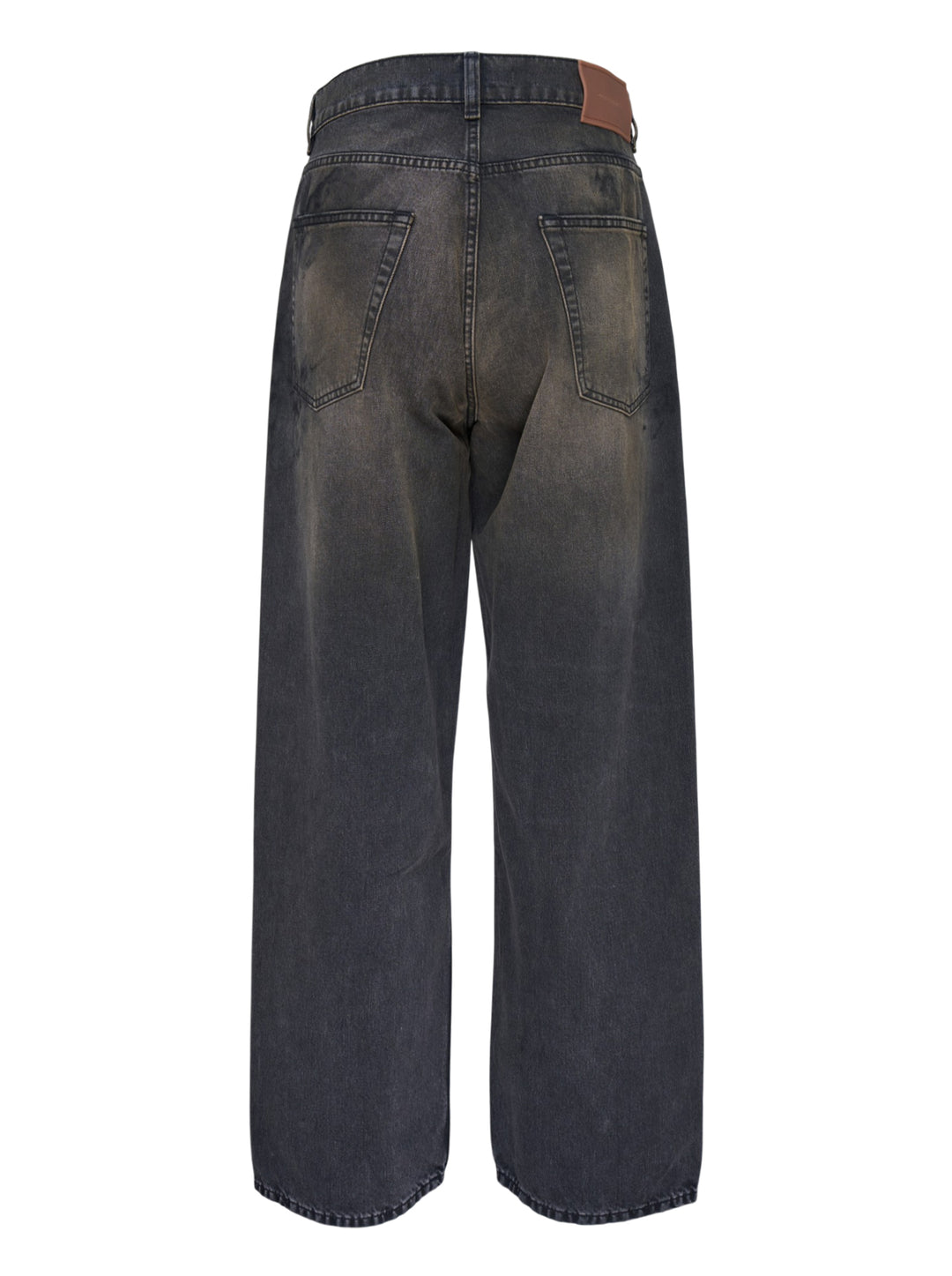 Our Legacy Vast Cut Jeans in washed black denim, featuring a wide-leg silhouette, high rise, copper rivets, and organic cloud-fade wash effect - view 2