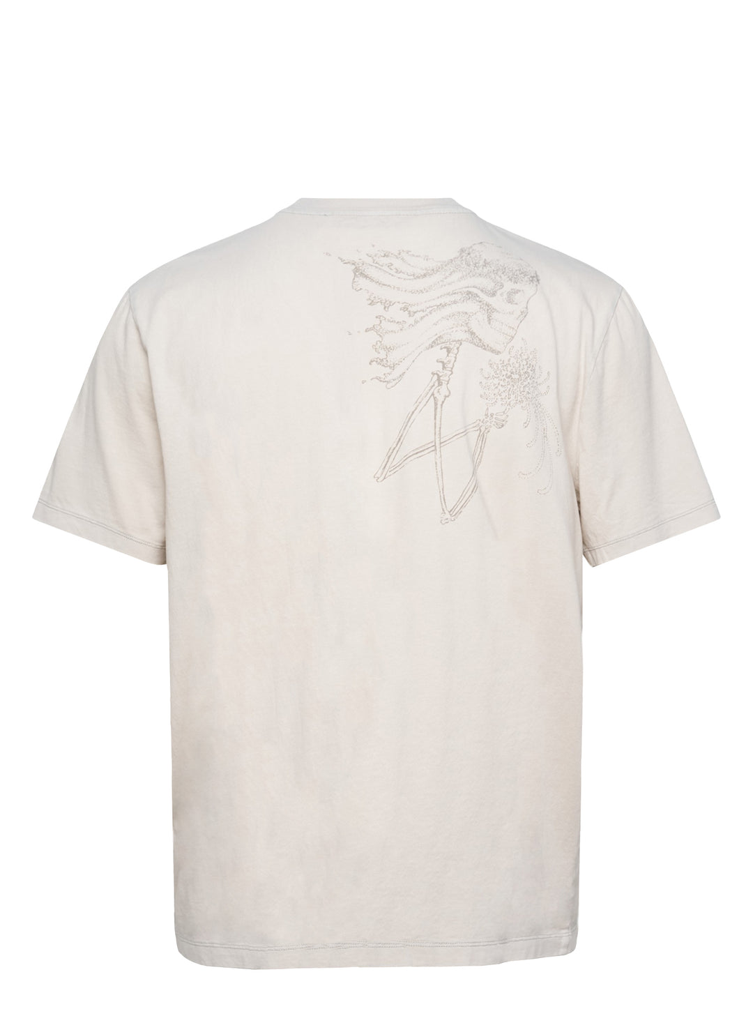 Our Legacy Box Short Sleeve Tee in stone with abstract hand-drawn scrawl graphic printed across the chest, boxy relaxed fit, crew neckline - view 2