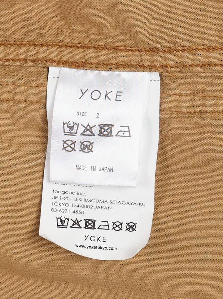 YOKE corduroy pleated easy trousers in washed olive-brown with drawstring elasticated waist and wide straight leg - view 4