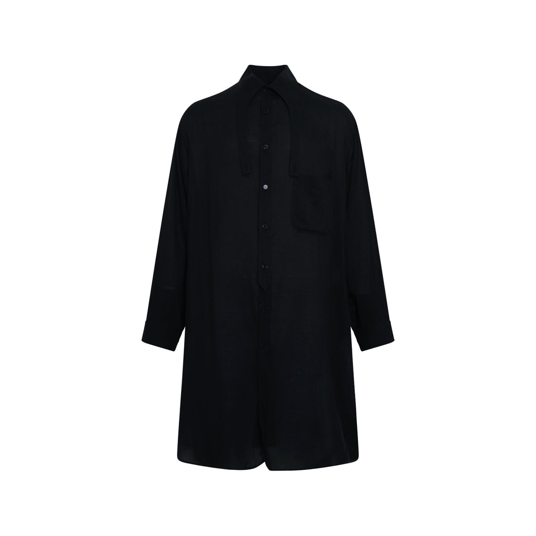 Collar Tab Long Blouse
