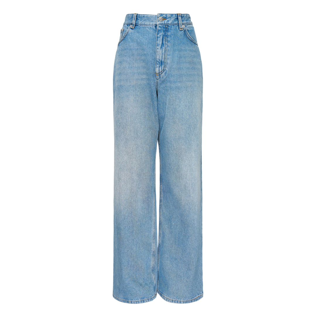 Embroidered Denim Straight Jeans
