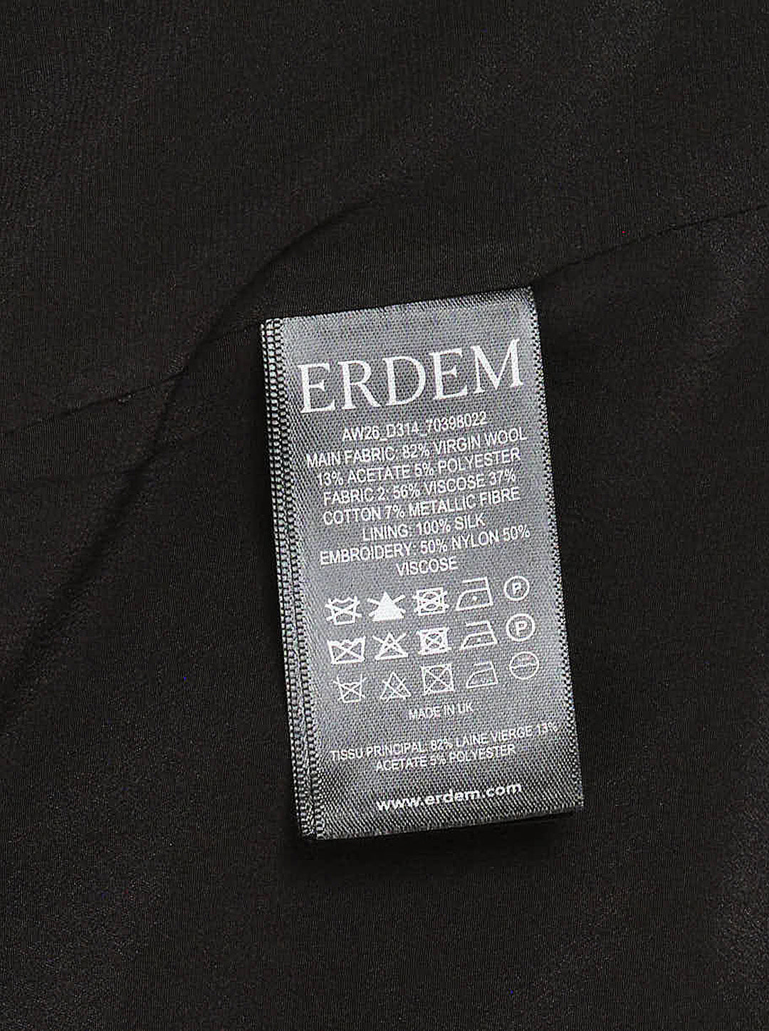 Erdem cropped jacket in salt-and-pepper wool tweed with notched lapels, three black buttons, flap pockets and a black botanical appliqué on the front - view 3