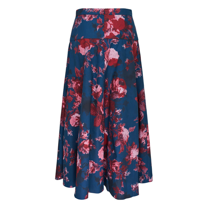 Heavy Cotton Poplin A-Line Midi Skirt