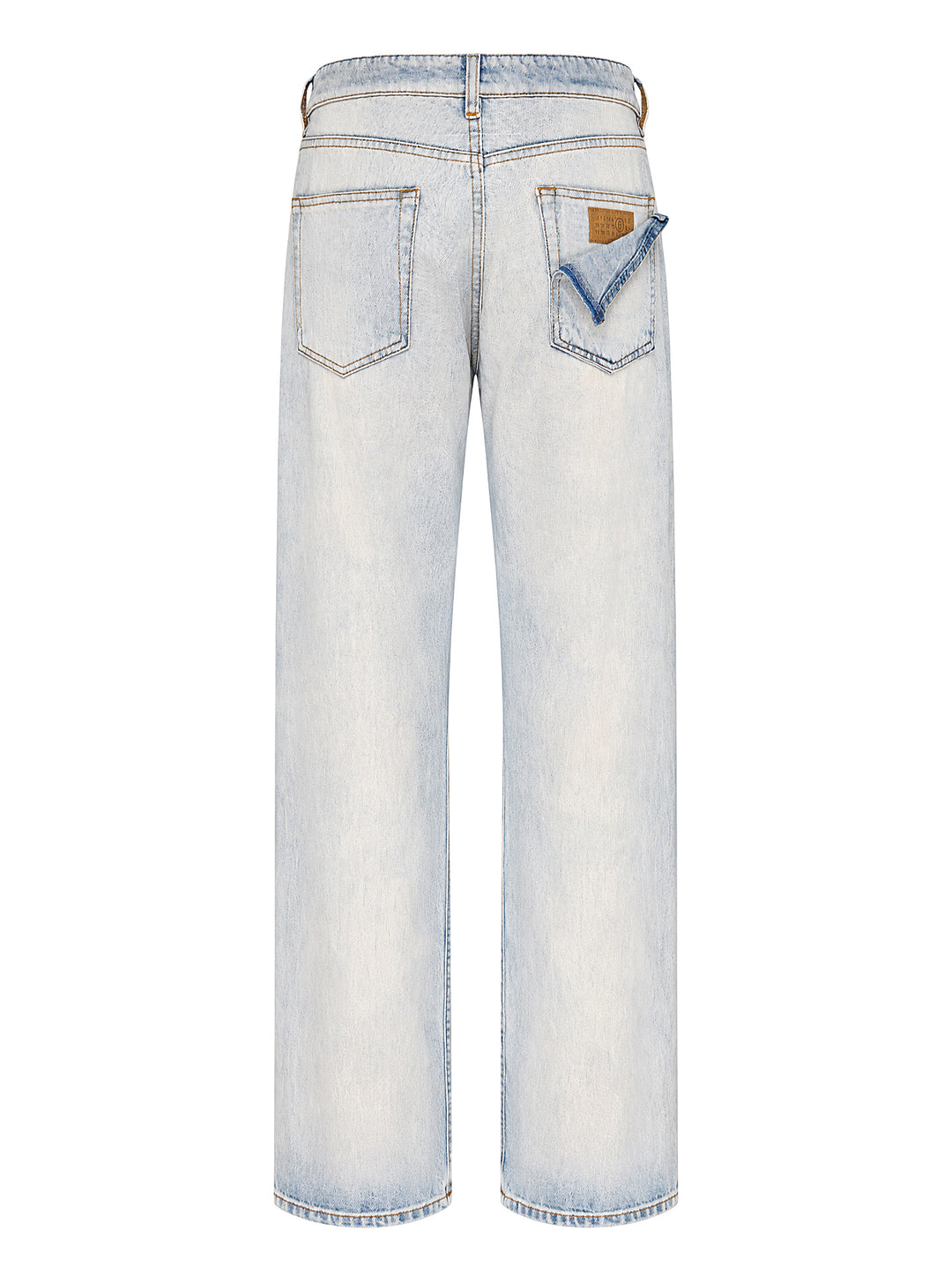 MM6 Maison Margiela high-rise straight-leg jeans in light bleached blue denim with five-pocket styling and contrast topstitching - view 2