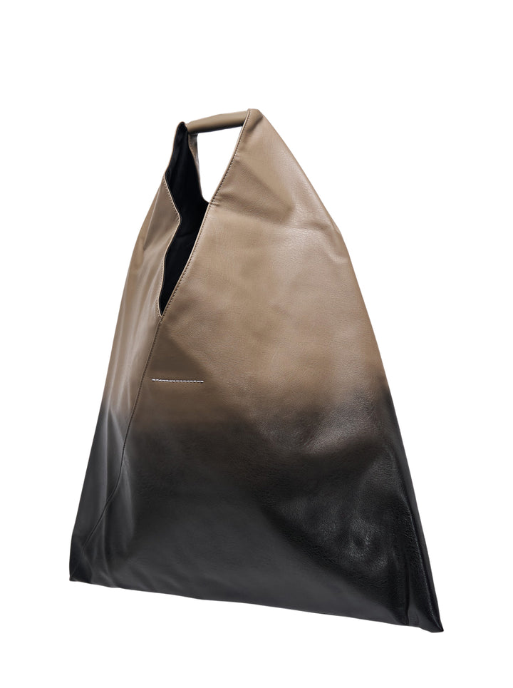 MM6 Maison Margiela Classic Japanese shoulder bag in taupe-to-black ombré faux leather with embossed numeric logo tab on the handles - view 2