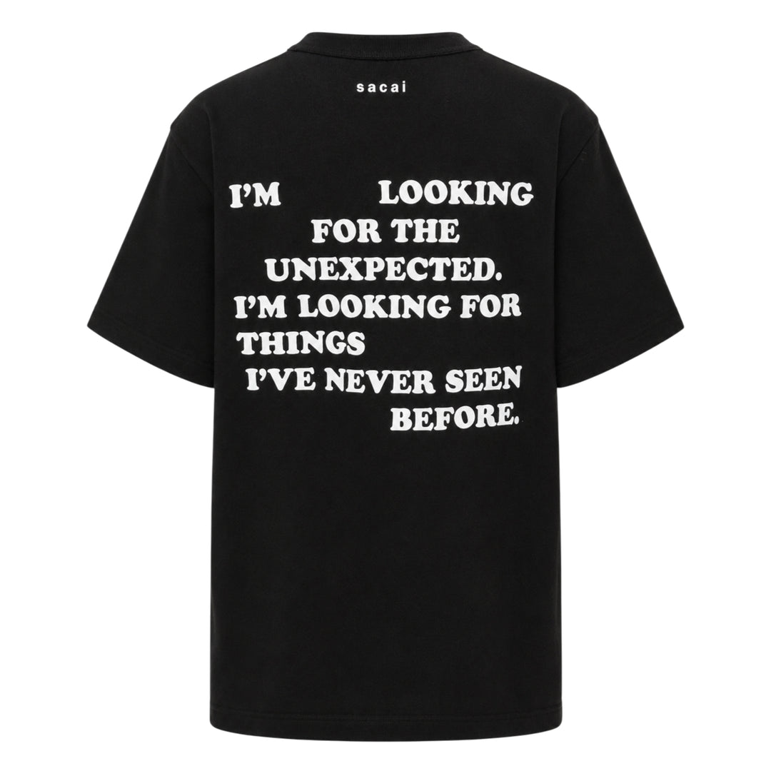 sacai Robert Mapplethorpe Graphic Tee in black, featuring a square monochrome photographic print of two tulips — one in bloom and one wilting — on the chest, with a relaxed boxy fit and crew neckline - view 2