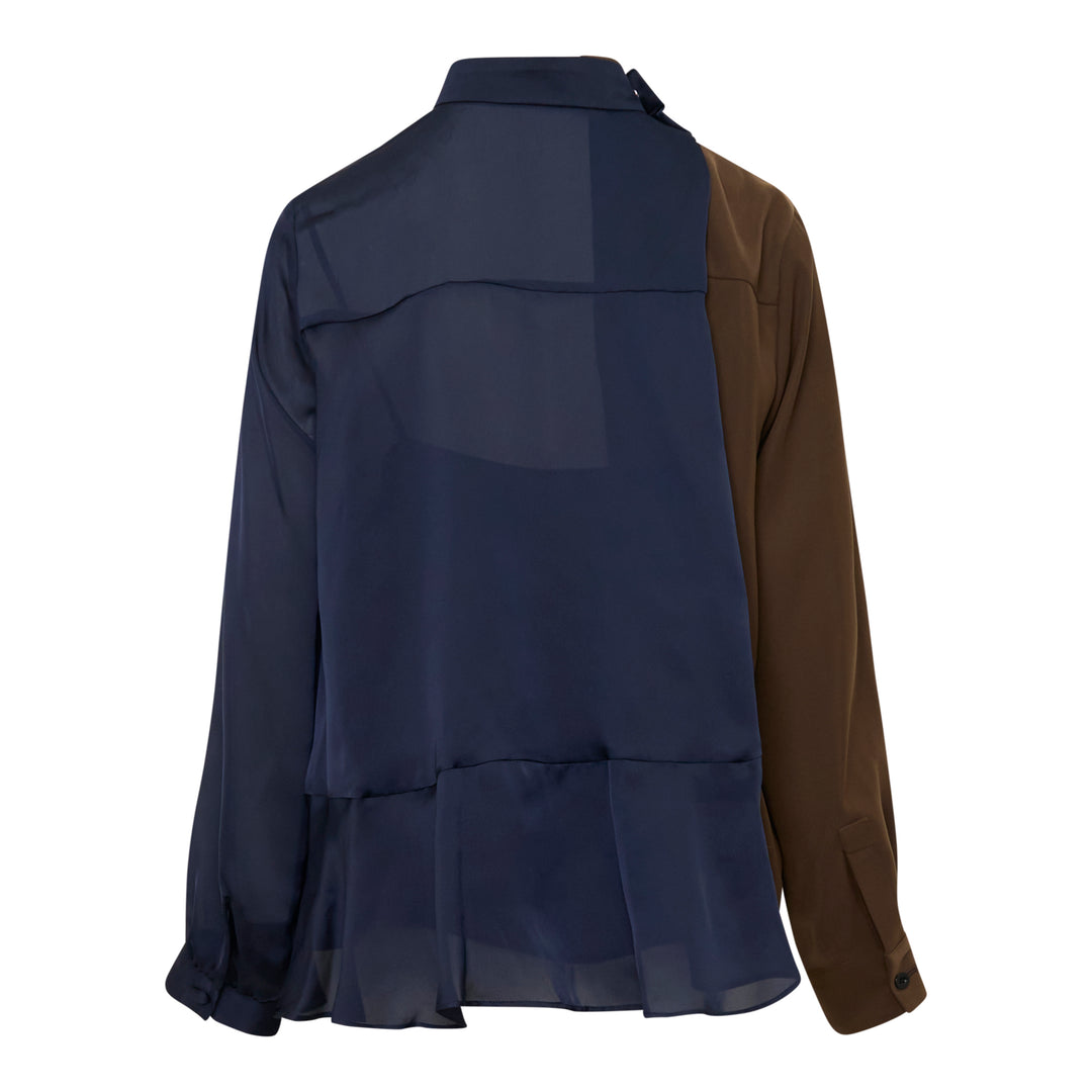 Crepe Back Satin Contrast Blouse