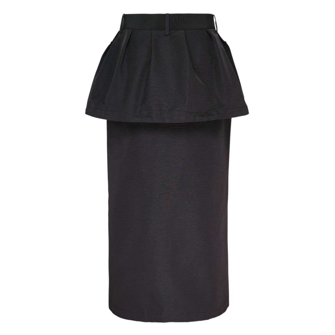 sacai Grosgrain Bonding Cargo Skirt in black, featuring oversized double-stacked cargo pockets, drawstring detail, and a high-rise pencil-cut midi silhouette - view 2