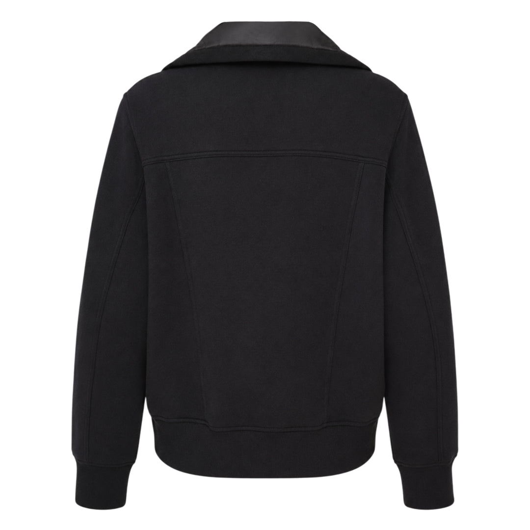 sacai Sponge Sweat Blouson in black, featuring a quilted nylon bib front, oversized spread collar, four cargo pockets, grommet strap detail, and ribbed cuffs - view 2