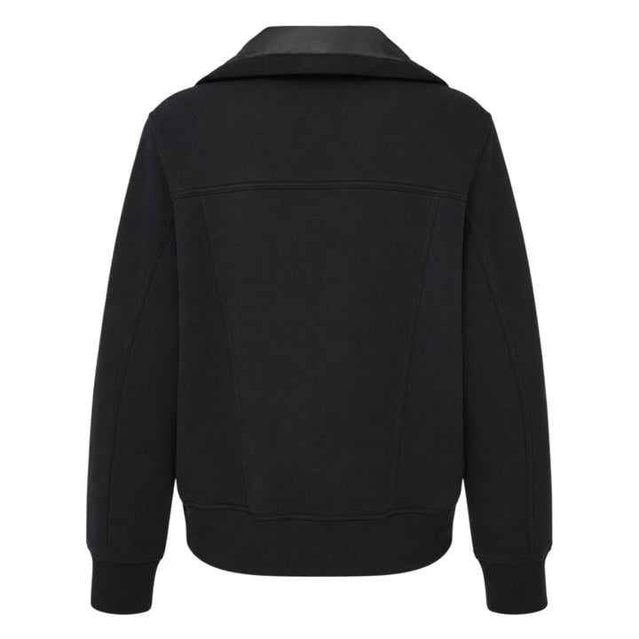 sacai Sponge Sweat Blouson in black, featuring a quilted nylon bib front, oversized spread collar, four cargo pockets, grommet strap detail, and ribbed cuffs - view 2