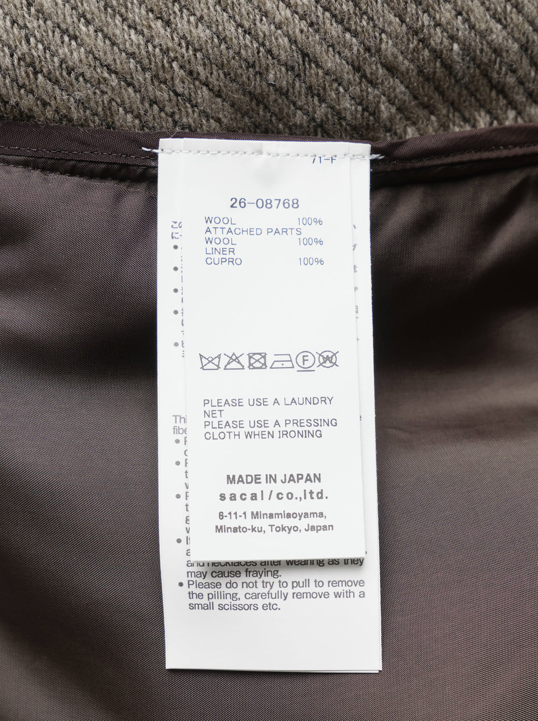 sacai double-faced herringbone blazer coat in mixed grey tones, featuring patchwork herringbone panels, double-breasted button fastening, wide notch lapels, and contrast charcoal trim at the hem and cuffs - view 3