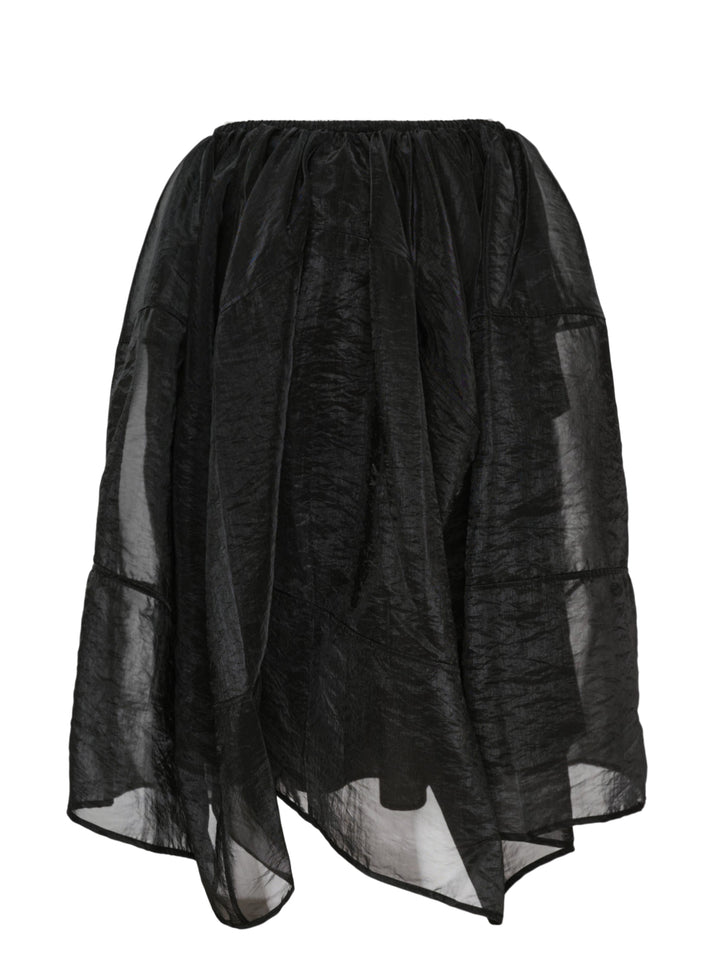 Cecilie Bahnsen Liquid Myrtia Skirt in black crinkled organza with gathered elasticated waistband, voluminous balloon silhouette, and layered sheer asymmetric hem - view 2