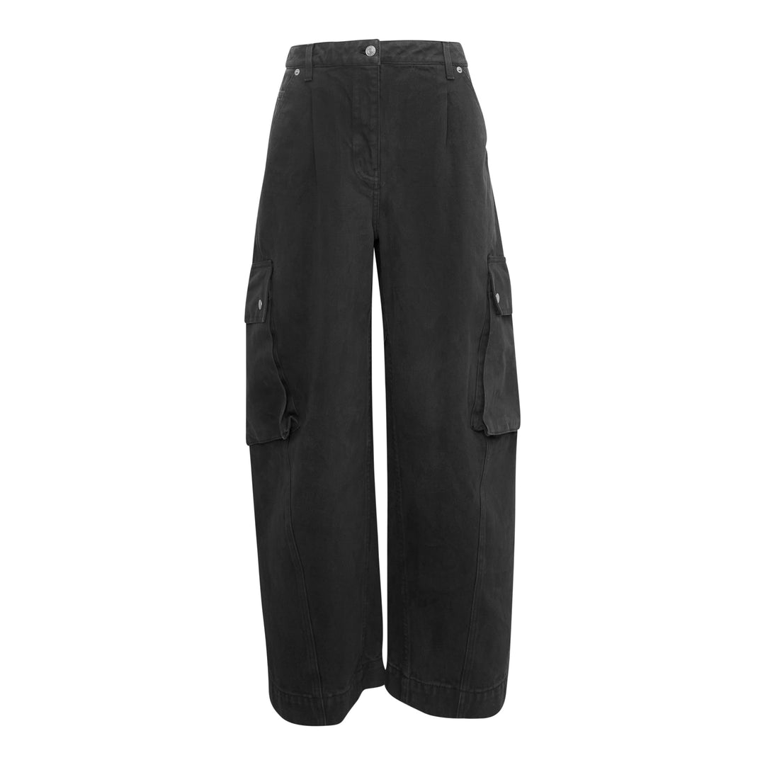 Wide Leg Denim Cargo Pants