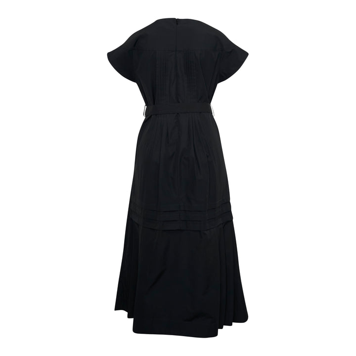 Pleated Poplin Midi Dress