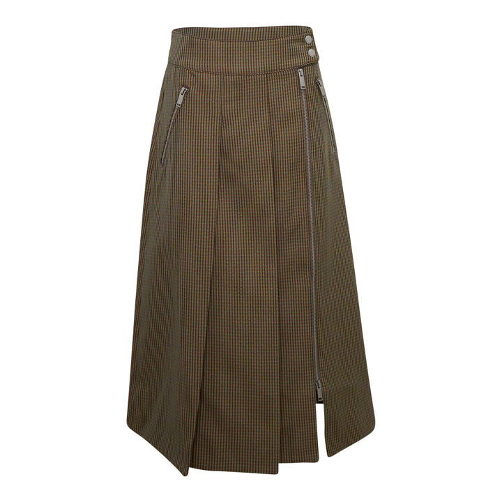 Pleated Tweed Midi Skirt