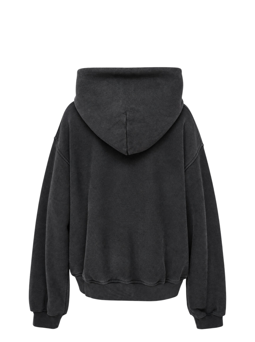 Alexander Wang washed black oversized hoodie with vertical holographic AW flasher graphic and alexanderwang New York logo print on the chest - view 2