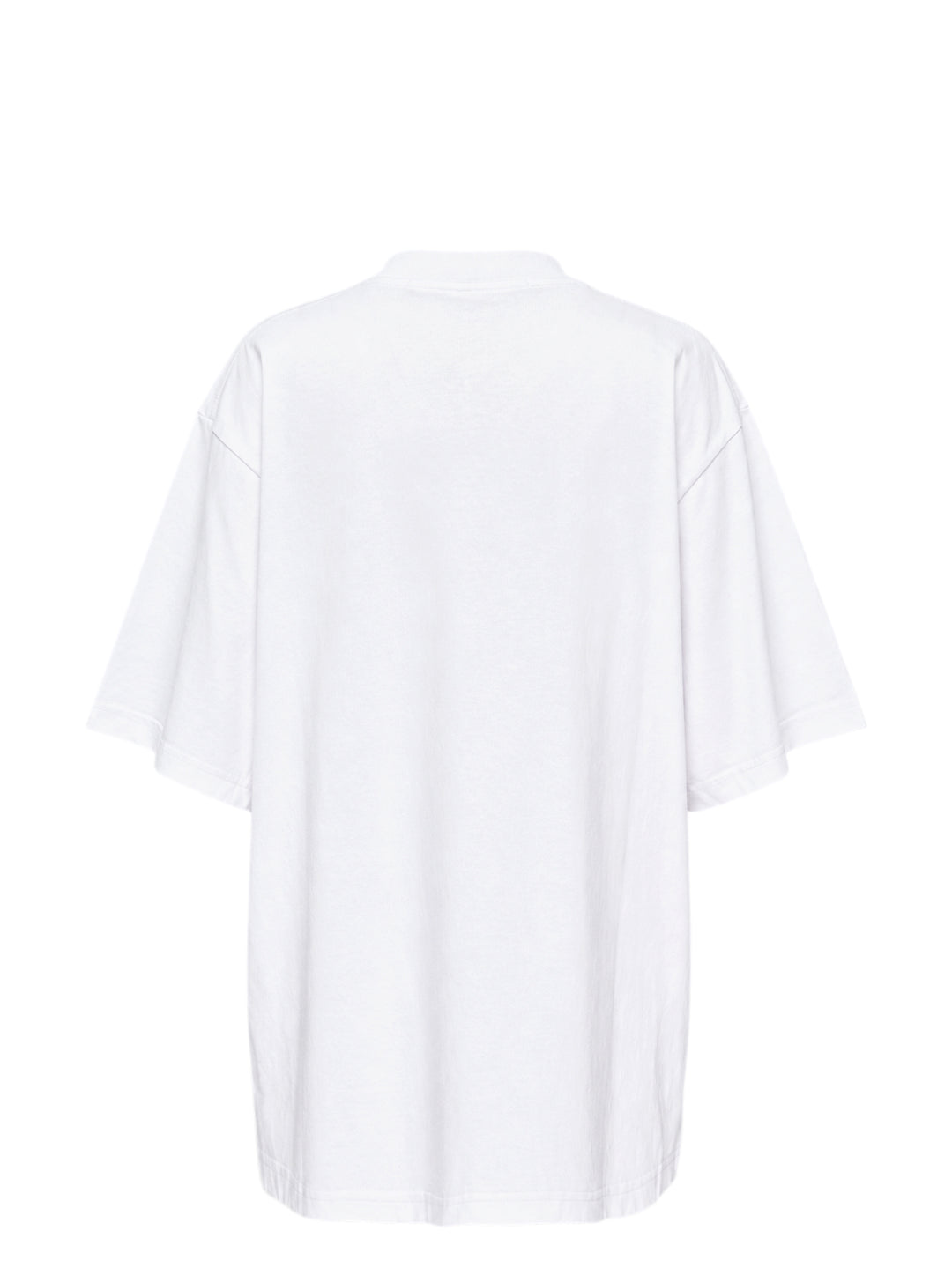 White oversized short sleeve tee by Alexander Wang with a vertical grey AW flasher graphic and logo print on the chest - view 2