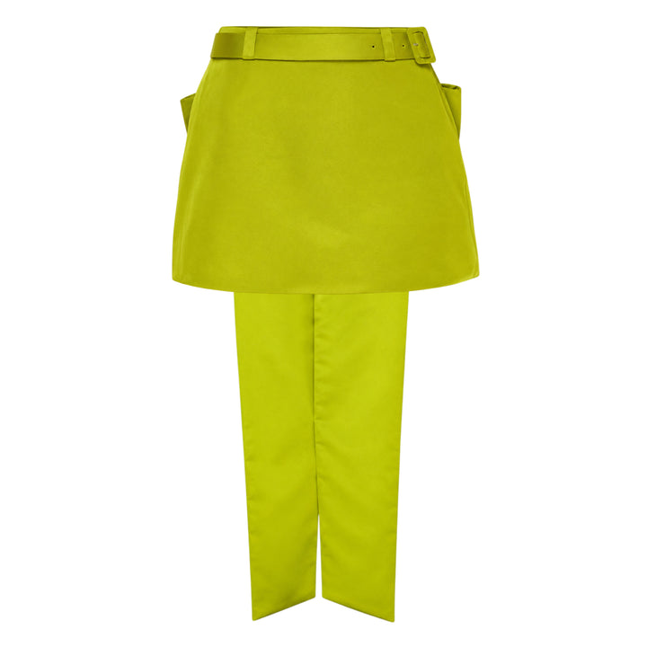Belted Skirt Over Trousers