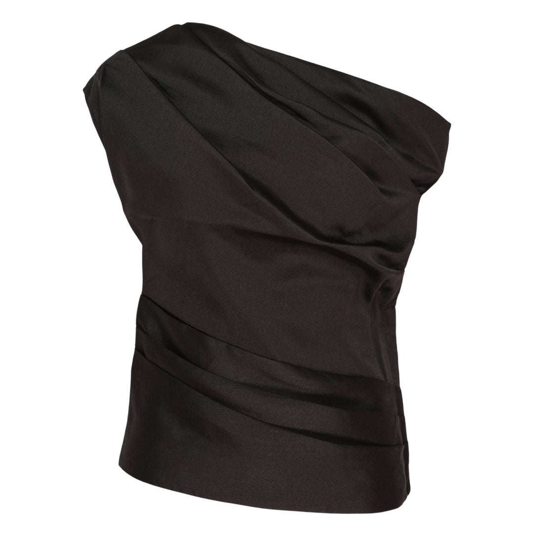 Black Taffeta Draped Top