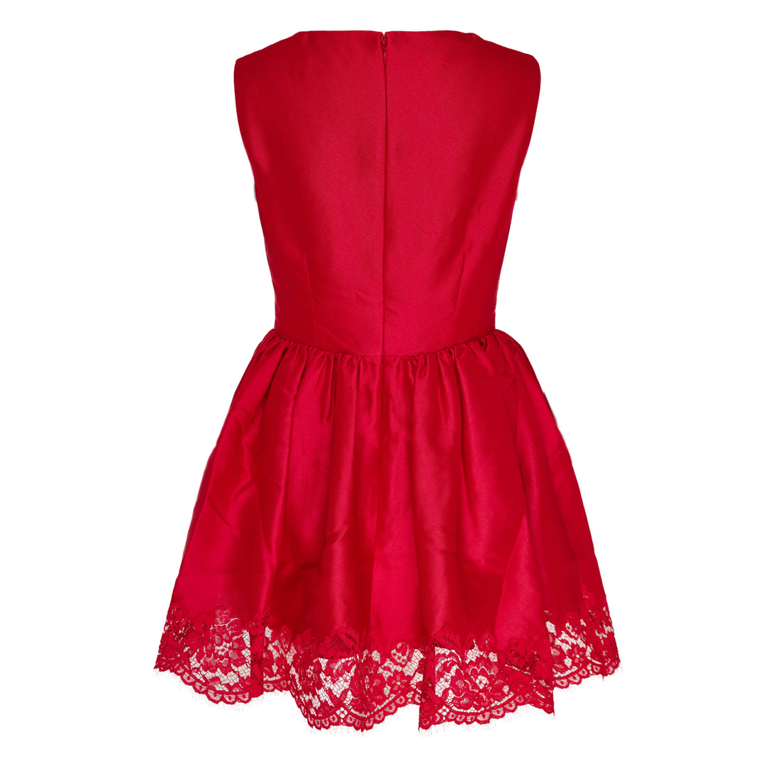 Red Taffeta Lace Mini Dress