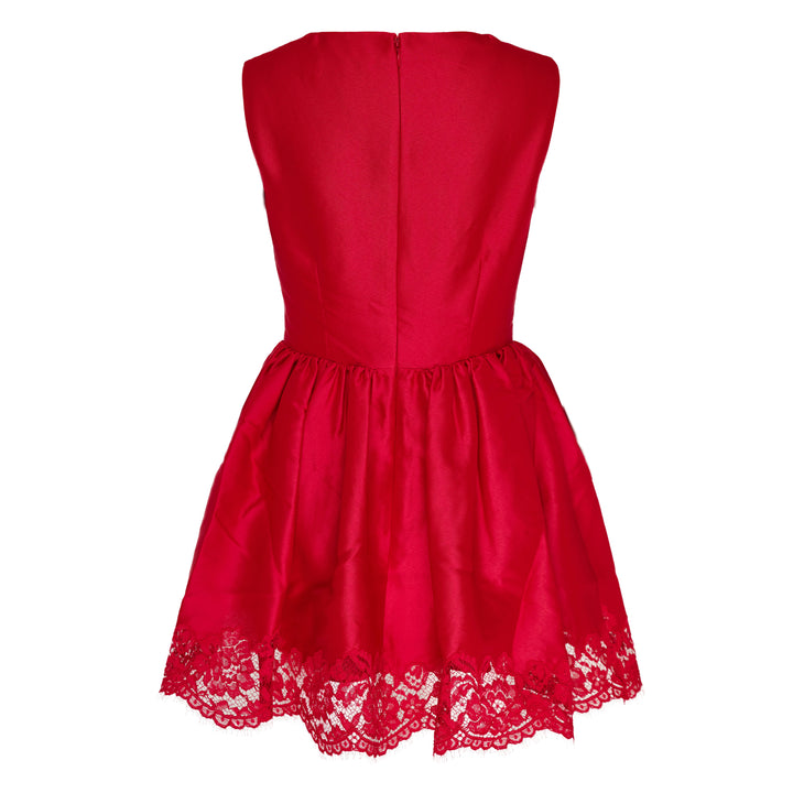 Red Taffeta Lace Mini Dress