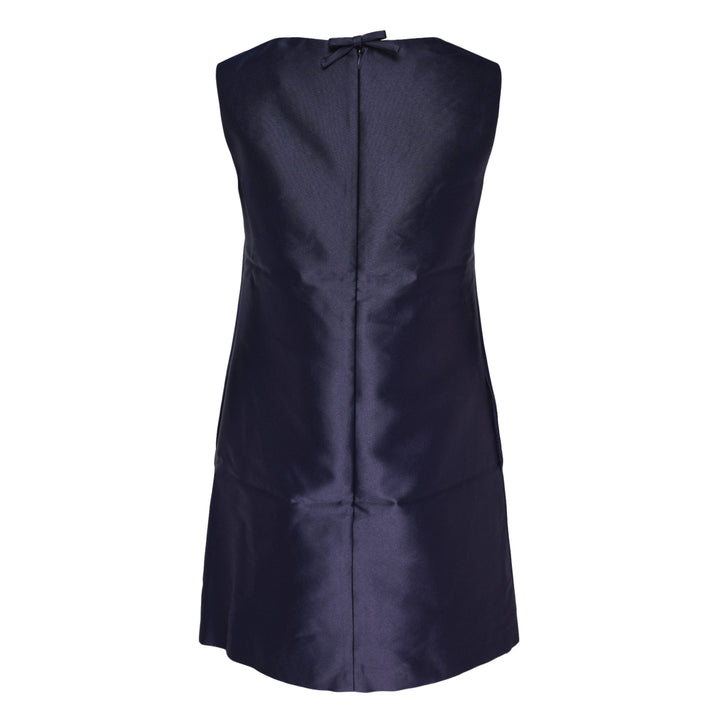 Navy Taffeta Lace Mini Dress