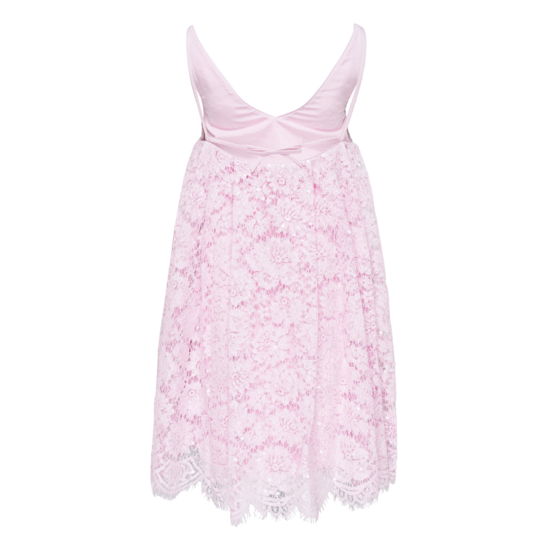 Pink Sequin Lace Mini Dress