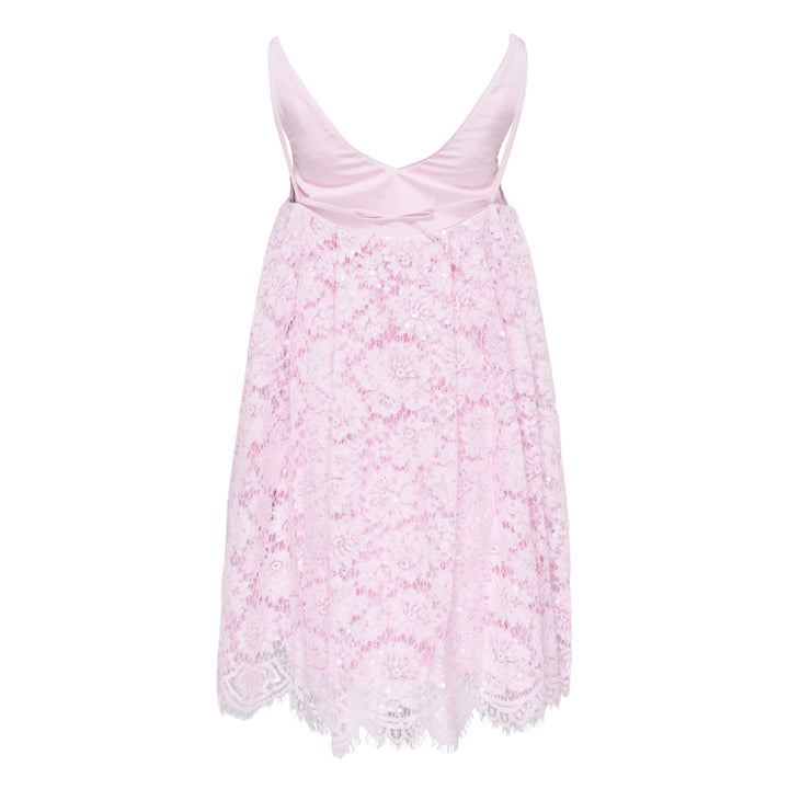 Pink Sequin Lace Mini Dress