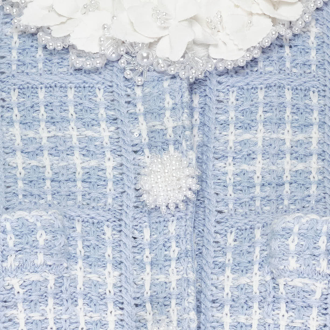 Blue Check Knit Jacket