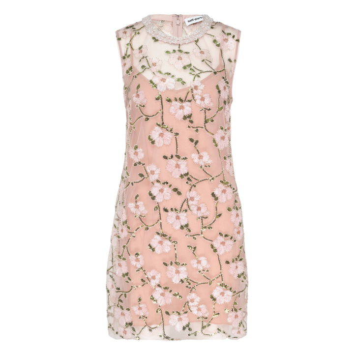 Pink Floral Sequin Embellished Dress