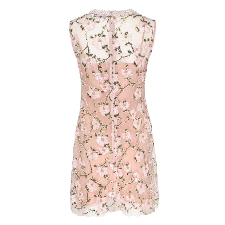 Pink Floral Sequin Embellished Dress