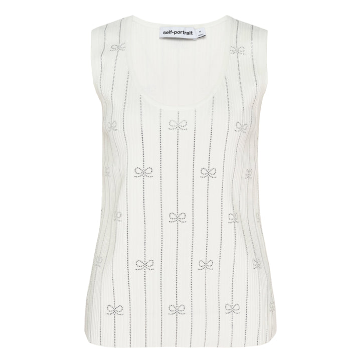 Rhinestone Bow Striped Knit Top