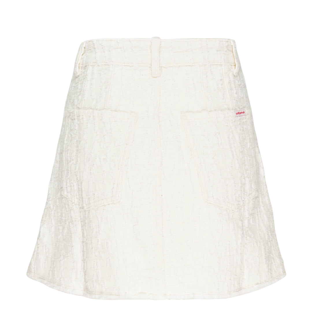 Cream Textured Mini Skirt