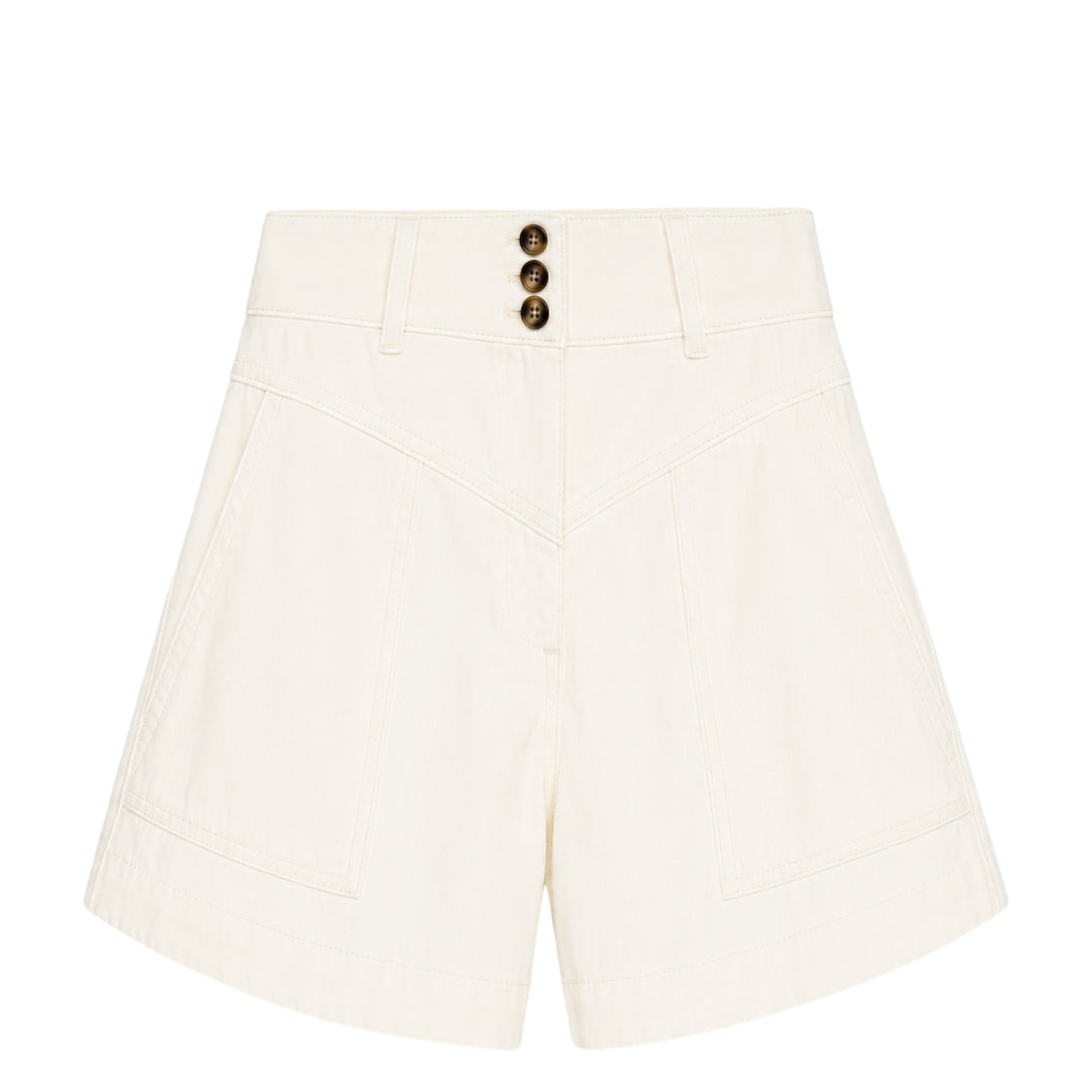 Cream Denim Shorts