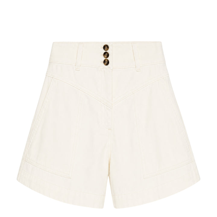 Cream Denim Shorts