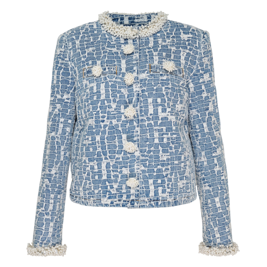 Blue Textured Denim Jacket
