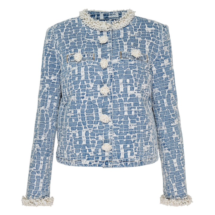 Blue Textured Denim Jacket
