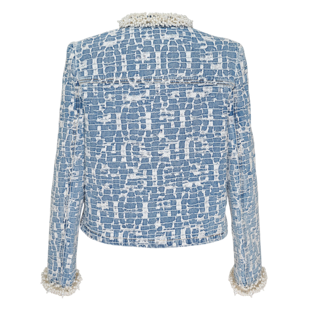 Blue Textured Denim Jacket