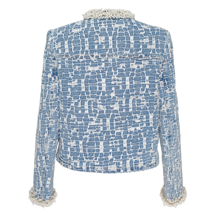 Blue Textured Denim Jacket
