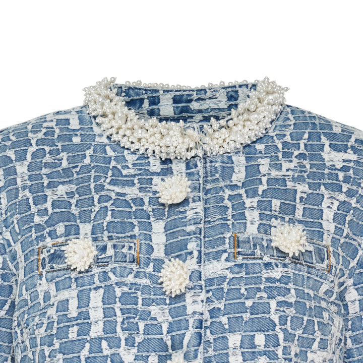 Blue Textured Denim Jacket