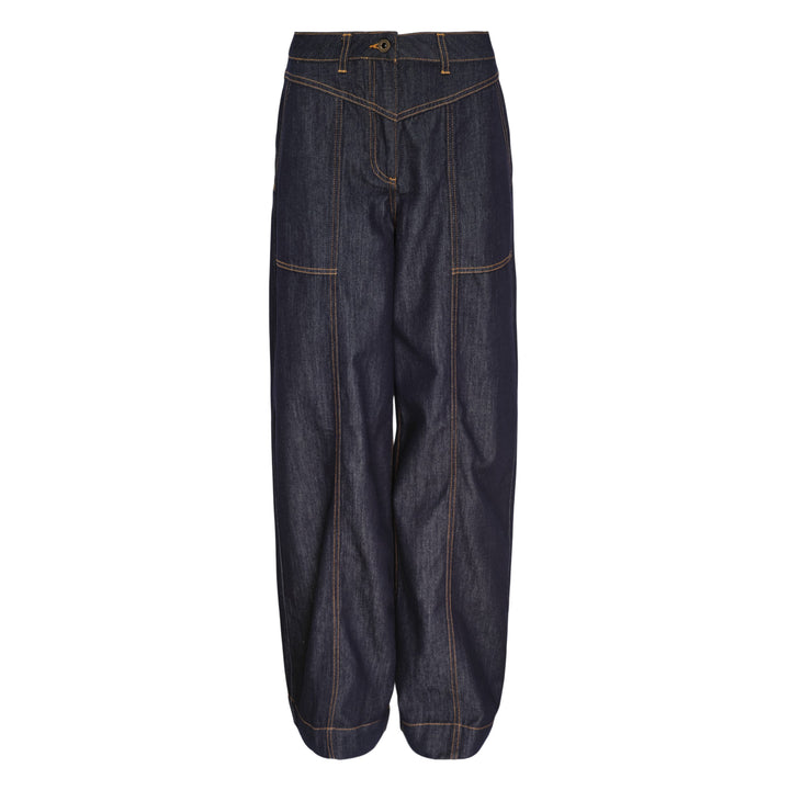 Indigo Denim Wide Leg Jeans